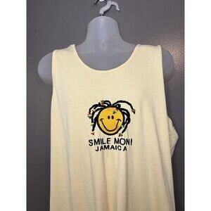 Island Tees Dress Womens One Size Yellow Smile Mon Jamaica Tank Pockets Smiley